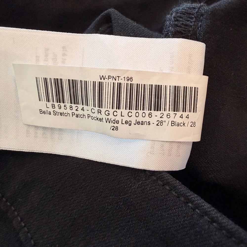 Quince Bella Stretch Patch Pocket Wide Leg Jeans Denim Cropped Black 28 Long NWT - Picture 13 of 13